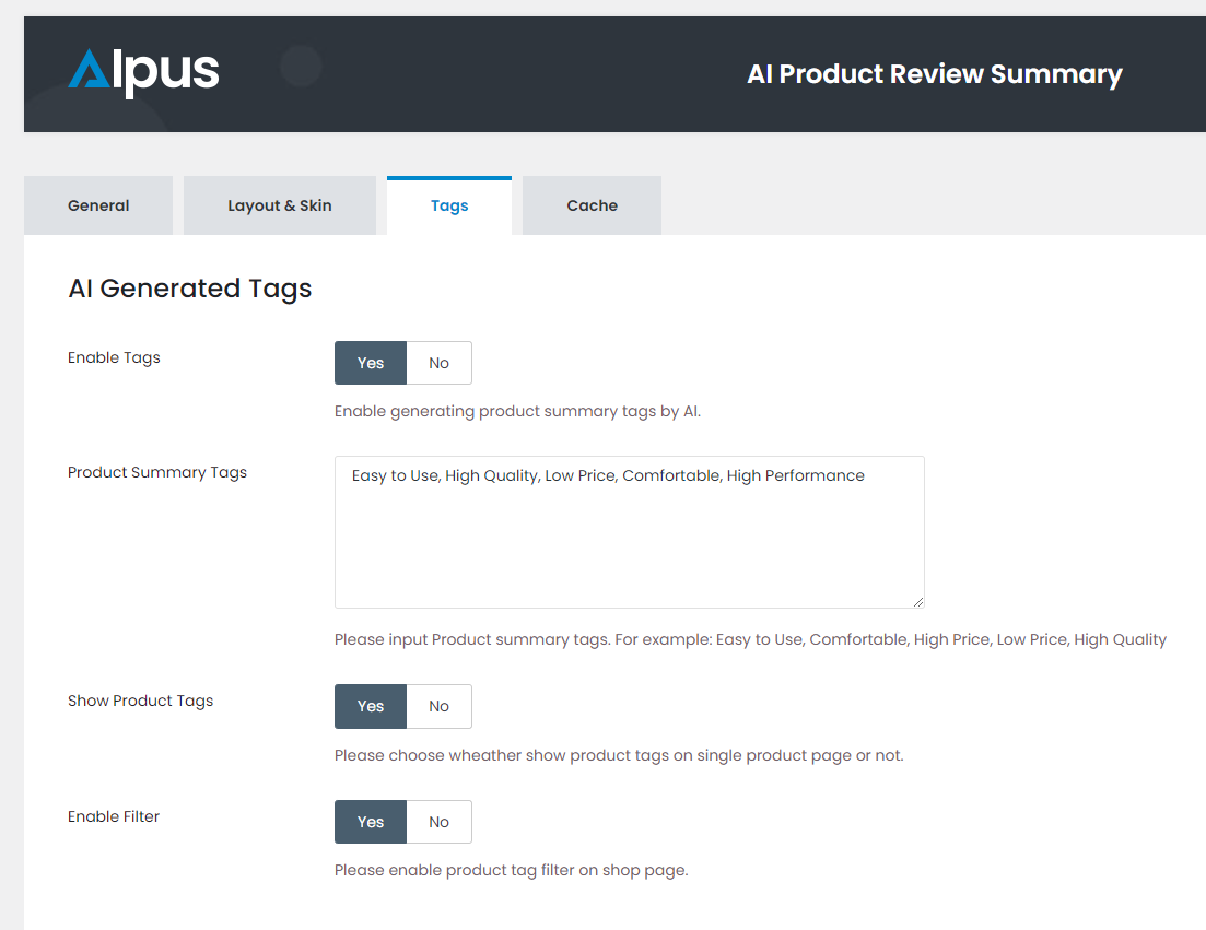 AI Product Review Summary Tag
